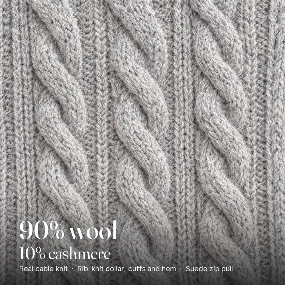 Klassischer Herren-Zopfstrickpullover mit Viertelreißverschluss – 1 kaufen, 2. gratis