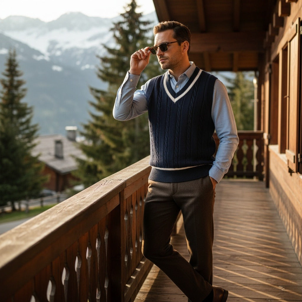 The Henley Cable Knit Vest