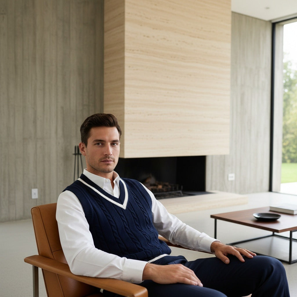 The Henley Cable Knit Vest