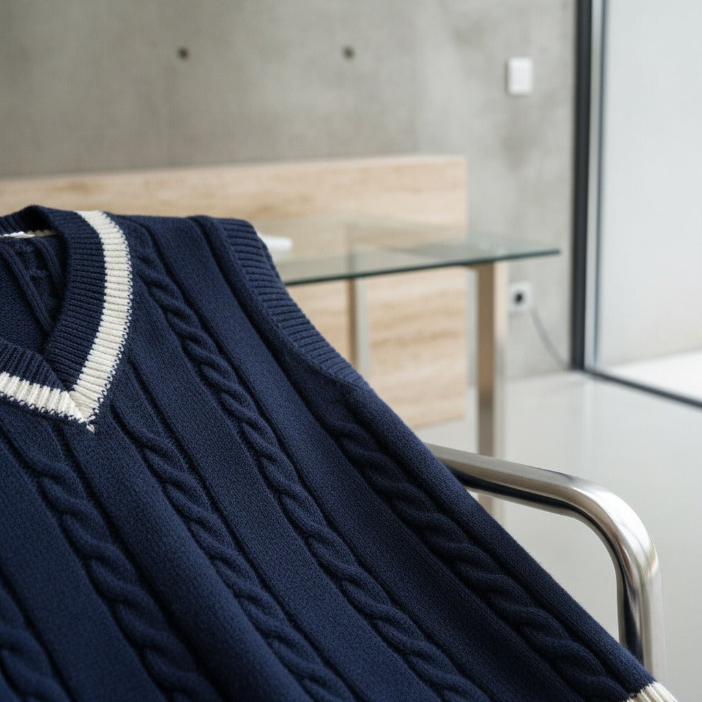 The Henley Cable Knit Vest