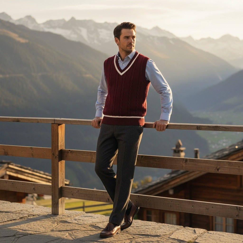 The Henley Cable Knit Vest